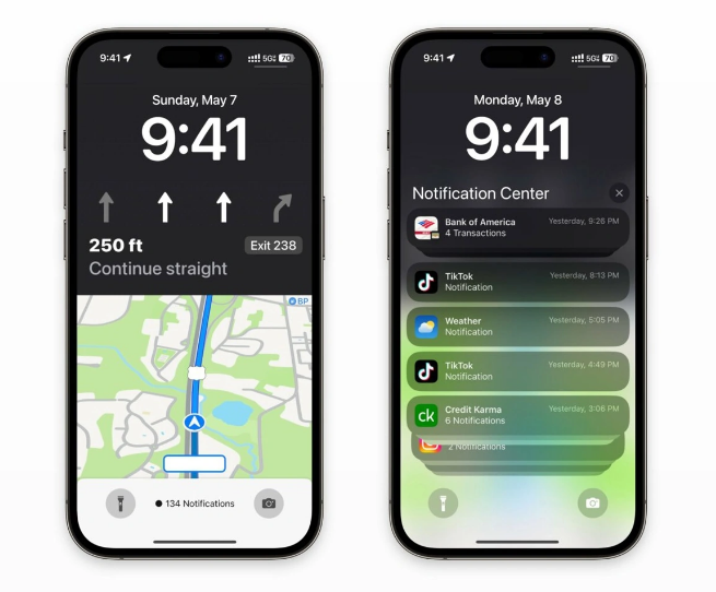 泾阳苹果维修服务分享iOS17锁屏地图导航半屏显示长什么样 